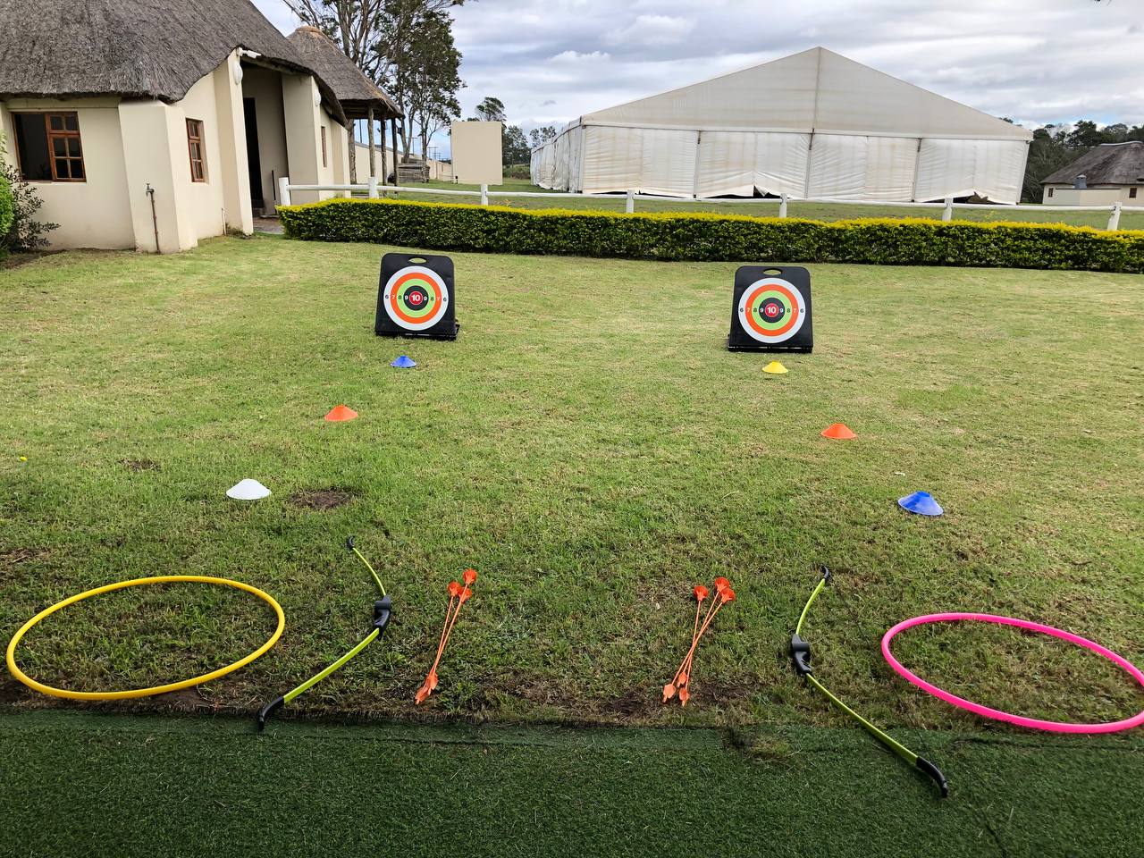 Archery equipment prepared safely for an MGA outdoor activity