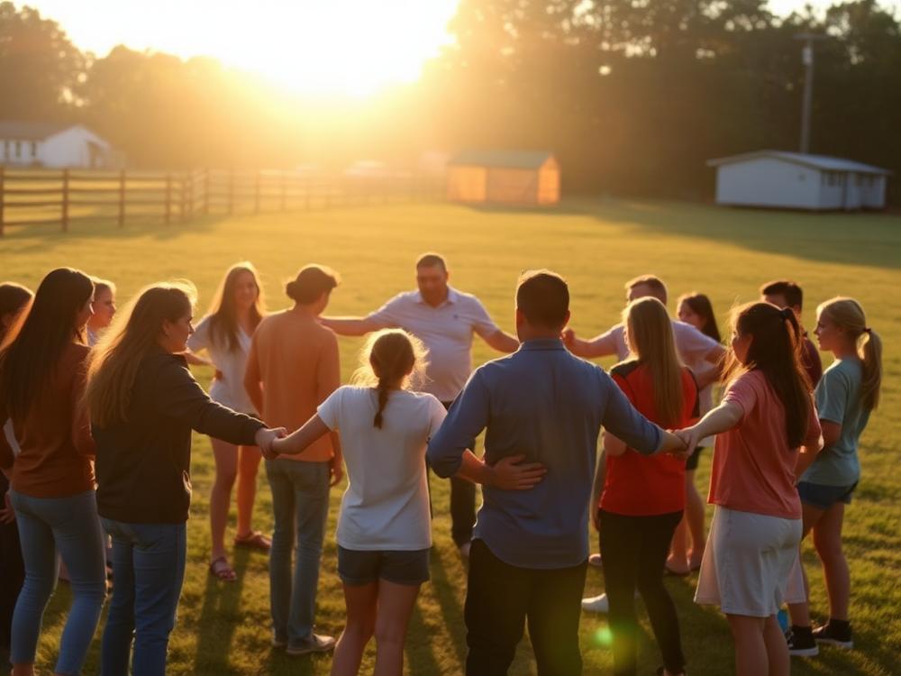MGA-Teambuild facilitator leading a large community group in a circle activity in South Africa